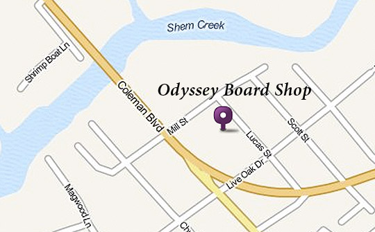 Map detail to Odyssey Board Shop.