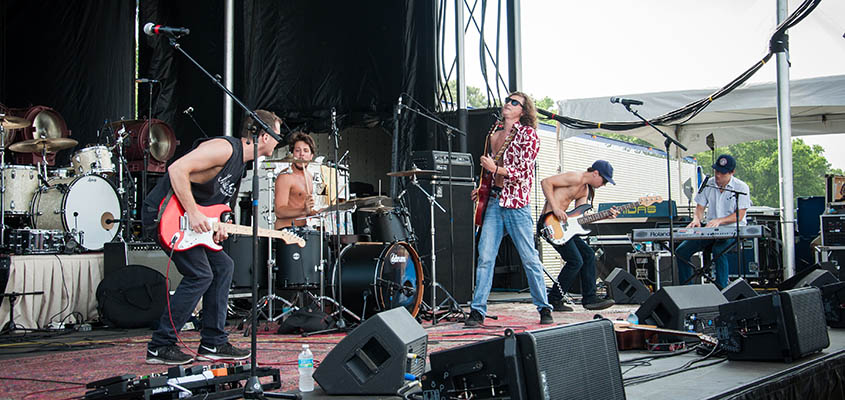 Atlas Road crew on the main stage at the First Flush Festival. © 2014 Audra L. Gibson. All Rights Reserved.