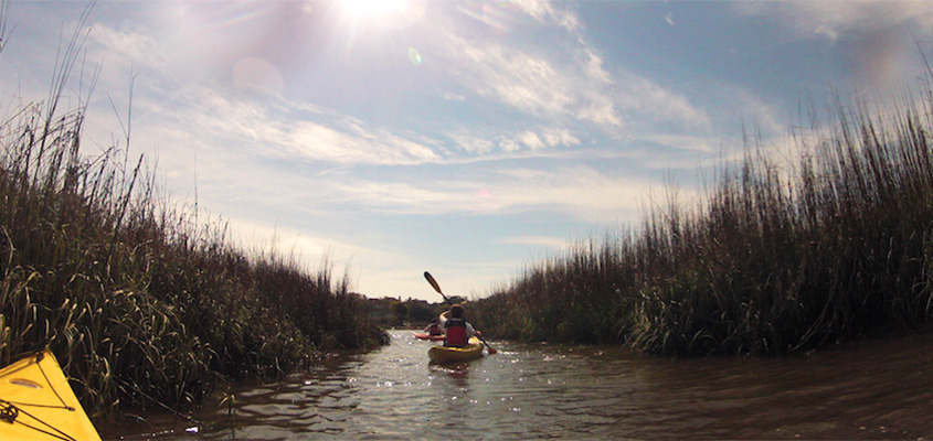 Kayaking through Bald Head Islands tidal creeks. © 2014 Audra L. Gibson. All Rights reserved.
