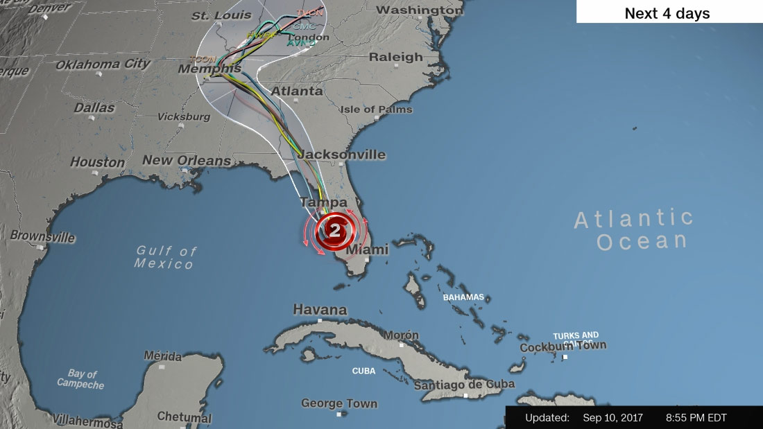 Hurricane Irma Tracking Sept 10th. Image courtesy of CNN. All Rights Reserved.